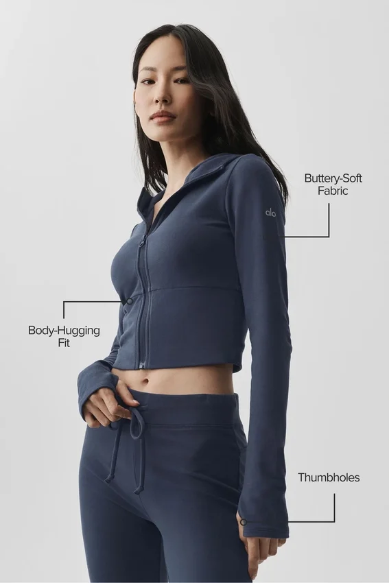 Felpa con cappuccio e zip integrale Sway - Blu navy