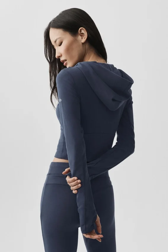 Felpa con cappuccio e zip integrale Sway - Blu navy