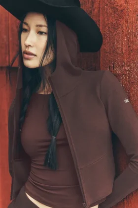 Felpa con cappuccio e zip integrale Sway - Brownstone