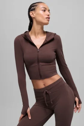 Felpa con cappuccio e zip integrale Sway – Brownstone