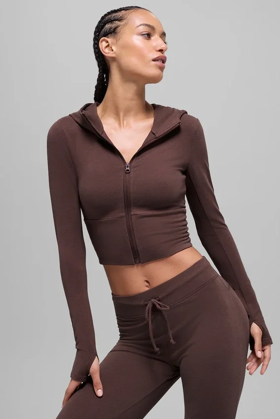 Felpa con cappuccio e zip integrale Sway - Brownstone