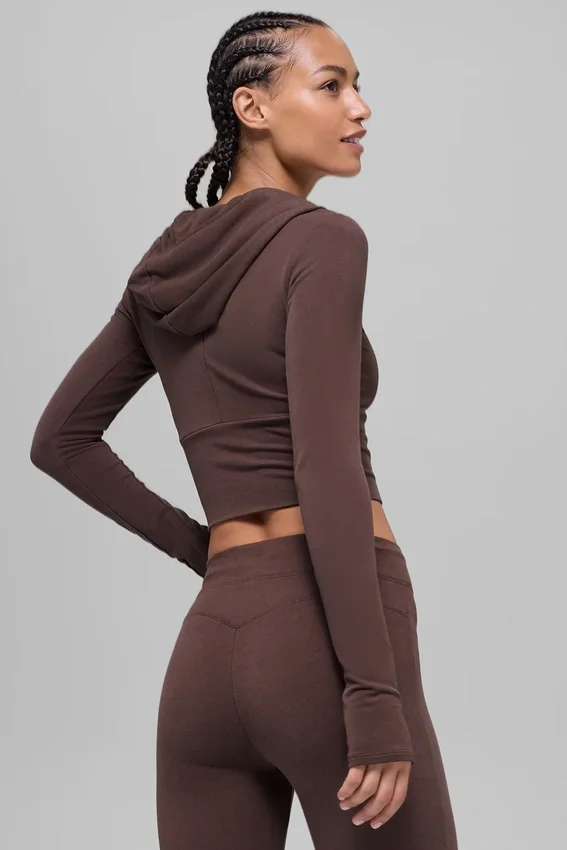 Felpa con cappuccio e zip integrale Sway - Brownstone