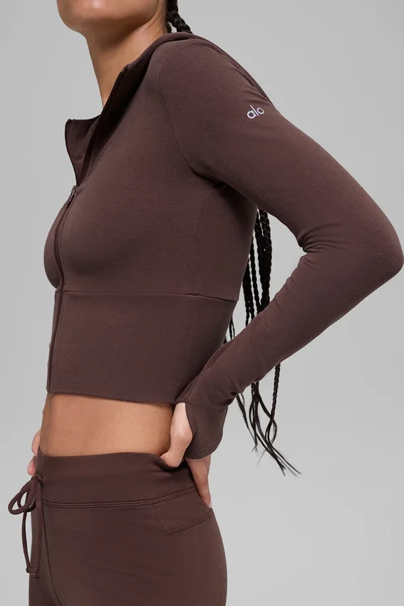 Felpa con cappuccio e zip integrale Sway - Brownstone