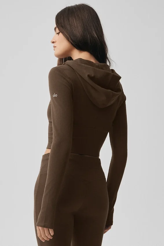 Felpa con cappuccio e zip integrale Sway - Espresso