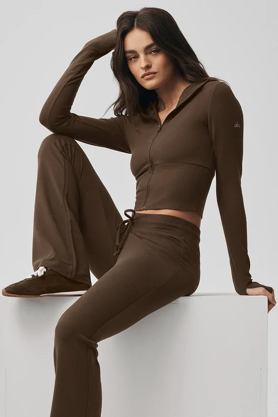Felpa con cappuccio e zip integrale Sway - Espresso