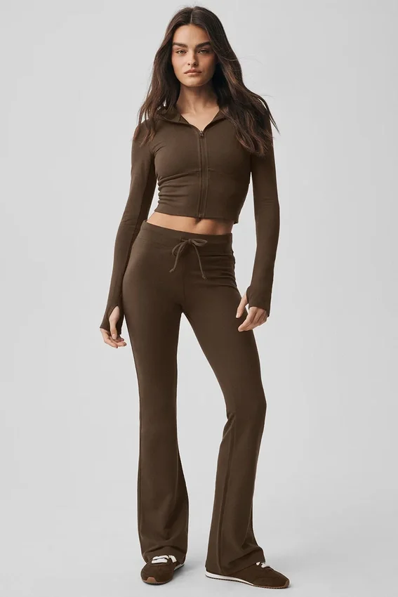 Felpa con cappuccio e zip integrale Sway - Espresso