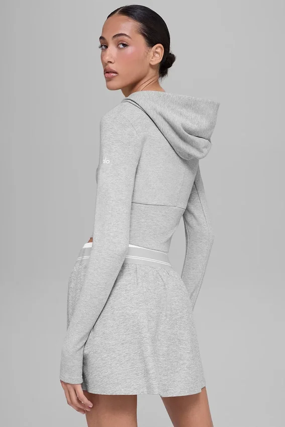 Felpa con cappuccio e zip integrale Sway - Grigio melange sportivo