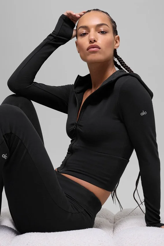 Felpa con cappuccio e zip integrale Sway - Nero