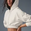 Felpa con cappuccio e zip Sweet Escape - Avorio