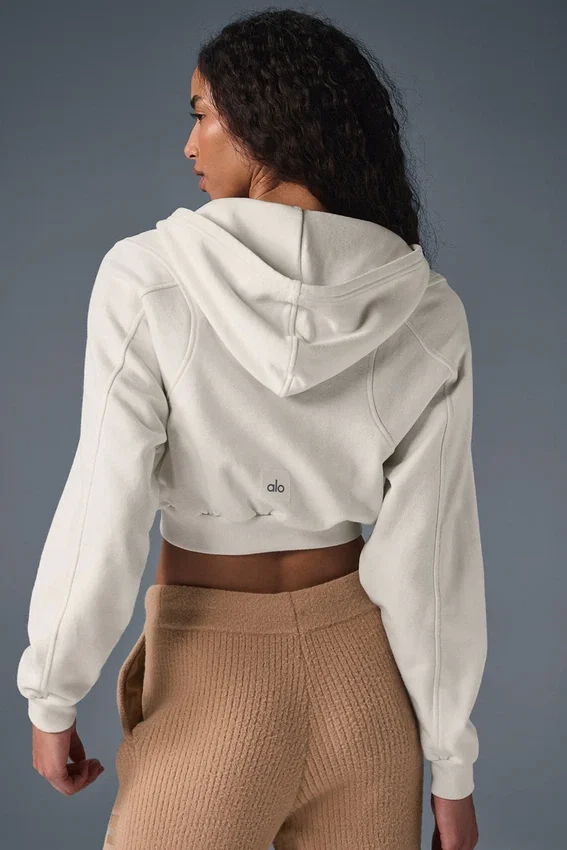 Felpa con cappuccio e zip Sweet Escape - Avorio