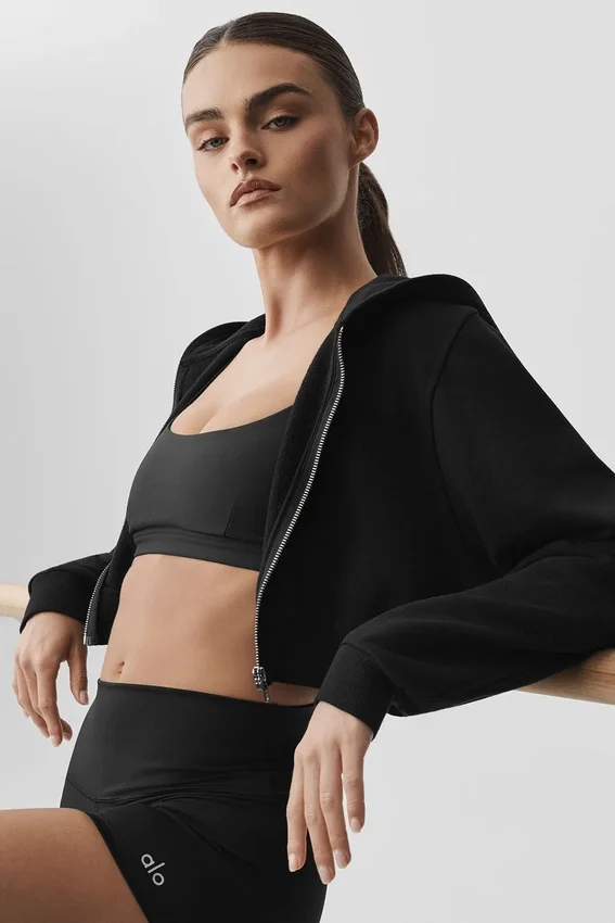 Felpa con cappuccio e zip Sweet Escape - Nero