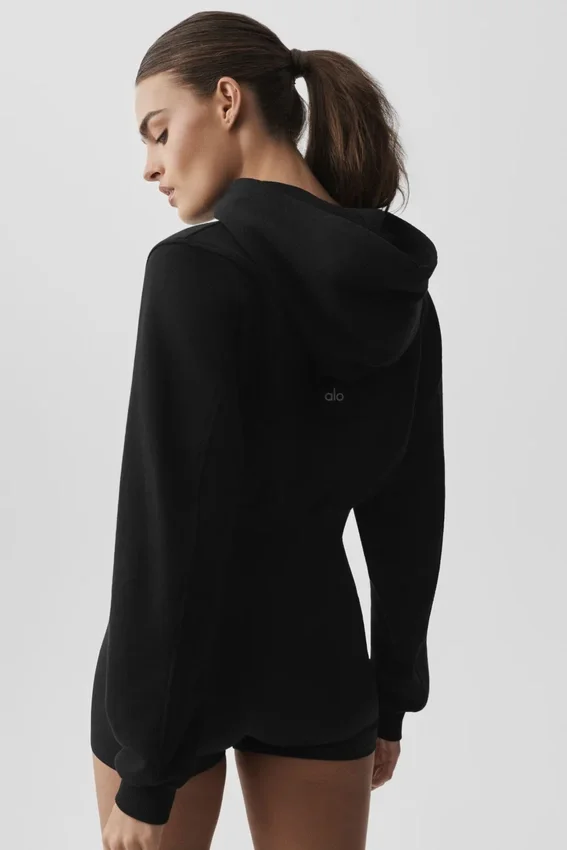 Felpa con cappuccio e zip Sweet Escape - Nero