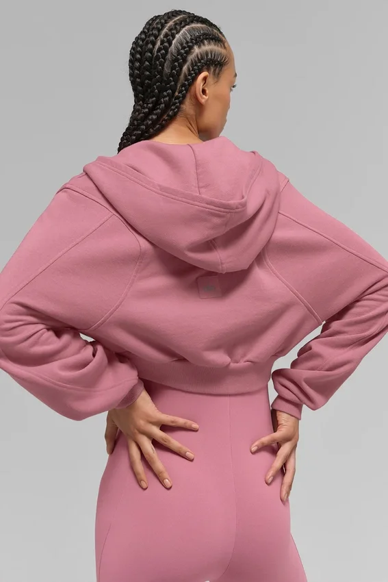 Felpa con cappuccio e zip Sweet Escape - Rosa selvatico