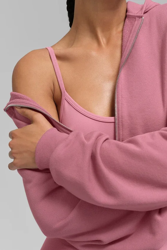 Felpa con cappuccio e zip Sweet Escape - Rosa selvatico