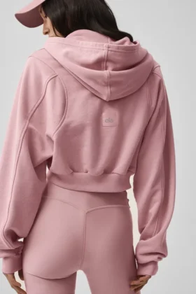 Felpa con cappuccio e zip Sweet Escape – Rosa vintage