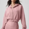 Felpa con cappuccio e zip Sweet Escape - Rosa vintage