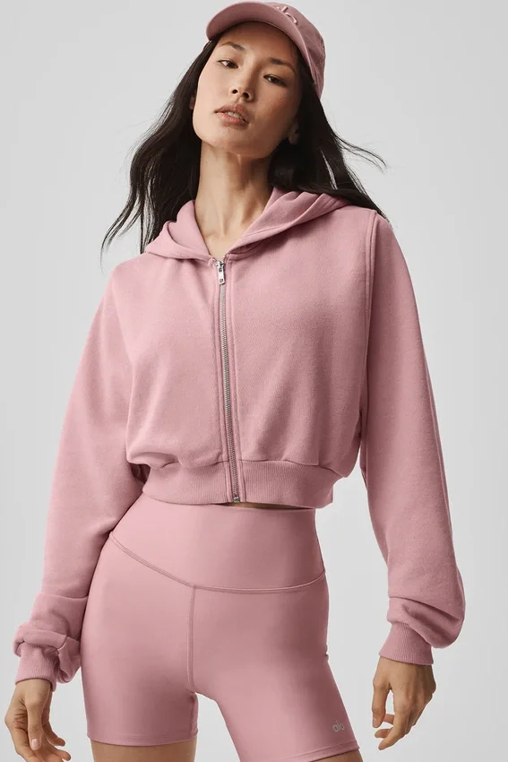 Felpa con cappuccio e zip Sweet Escape - Rosa vintage