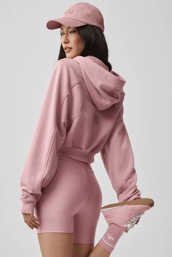 Felpa con cappuccio e zip Sweet Escape - Rosa vintage