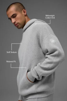 Felpa con cappuccio in maglia Sports Club – Grigio melange atletico