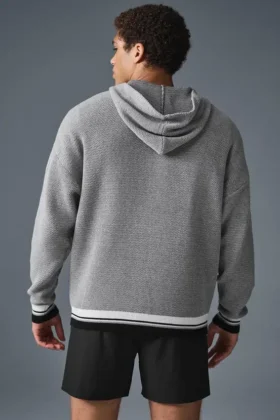 Felpa con cappuccio in maglia Sports Club – Grigio melange atletico