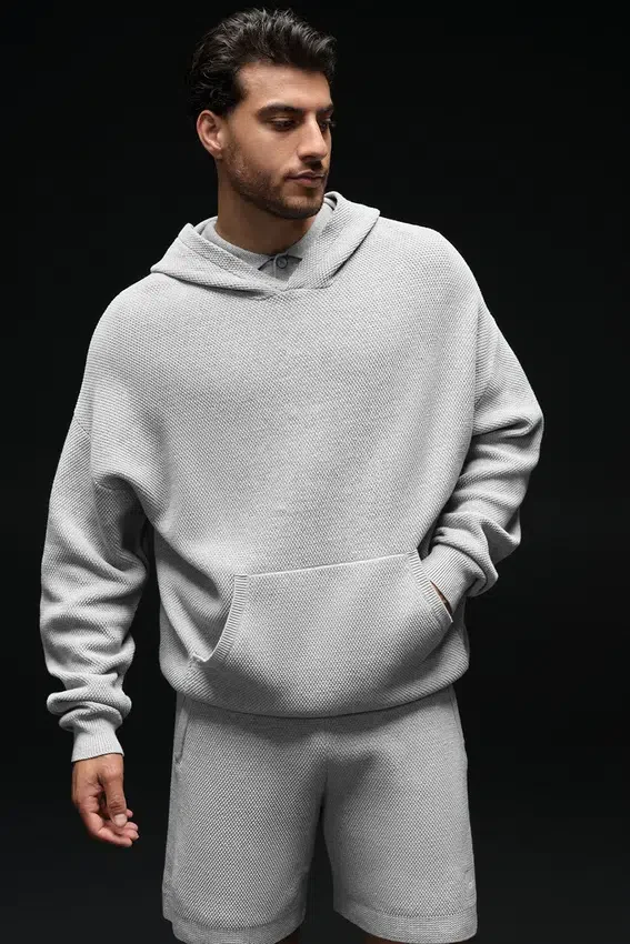 Felpa con cappuccio in maglia Sports Club - Grigio melange atletico