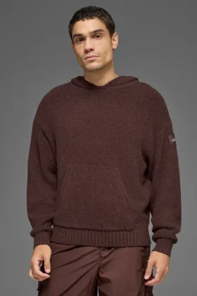 Felpa con cappuccio in maglia testurizzata - Brownstone