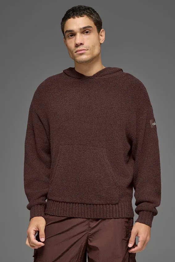 Felpa con cappuccio in maglia testurizzata - Brownstone