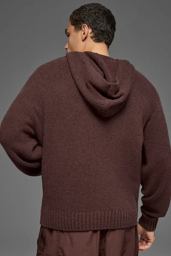 Felpa con cappuccio in maglia testurizzata - Brownstone