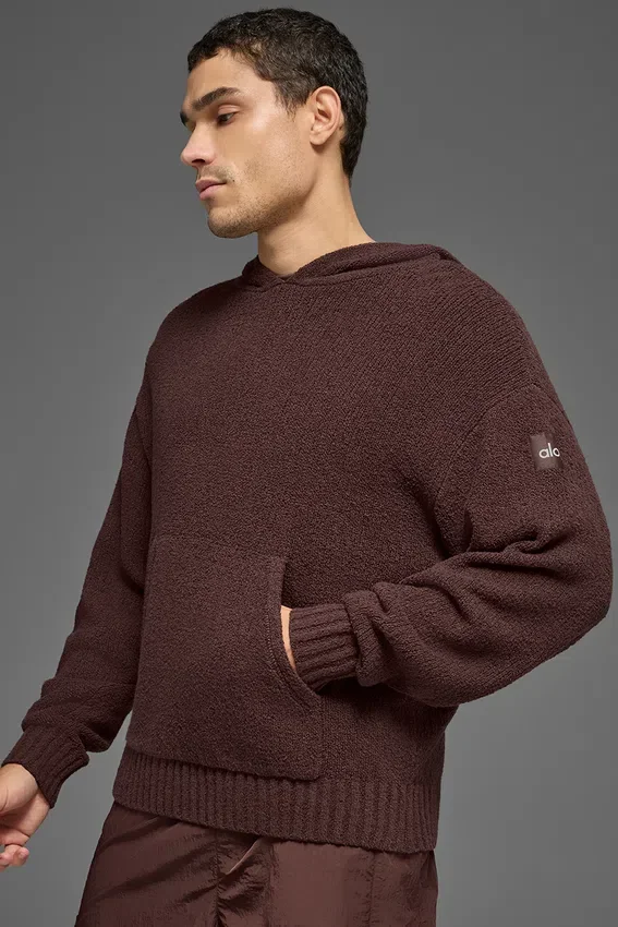 Felpa con cappuccio in maglia testurizzata - Brownstone