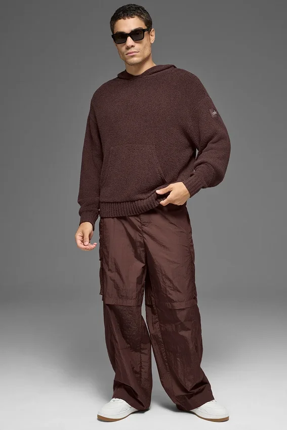 Felpa con cappuccio in maglia testurizzata - Brownstone