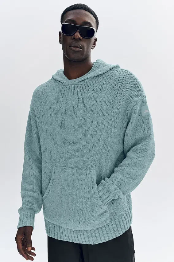 Felpa con cappuccio in maglia testurizzata - Desert Sage