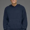 Felpa con cappuccio in maglia testurizzata - Navy
