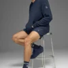 Felpa con cappuccio in maglia testurizzata - Navy