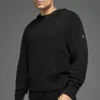 Felpa con cappuccio in maglia testurizzata - Nero