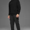 Felpa con cappuccio in maglia testurizzata - Nero
