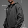 Felpa con cappuccio in tela di cotone con zip integrale - Anthracite