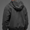 Felpa con cappuccio in tela di cotone con zip integrale - Anthracite