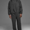 Felpa con cappuccio in tela di cotone con zip integrale - Anthracite