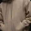 Felpa con cappuccio in tela di cotone con zip integrale - Gravel