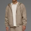 Felpa con cappuccio in tela di cotone con zip integrale - Gravel