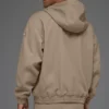 Felpa con cappuccio in tela di cotone con zip integrale - Gravel