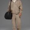 Felpa con cappuccio in tela di cotone con zip integrale - Gravel