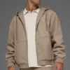 Felpa con cappuccio in tela di cotone con zip integrale - Gravel