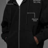 Felpa con cappuccio in tela di cotone con zip integrale - Nero
