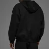 Felpa con cappuccio in tela di cotone con zip integrale - Nero