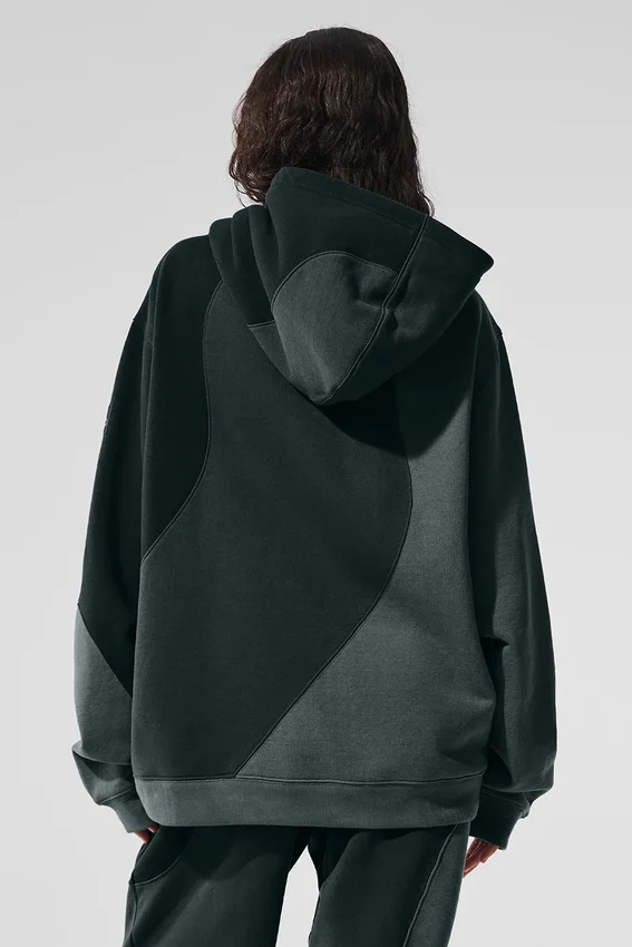 Felpa con cappuccio Make Waves - Verde antracite sfumato
