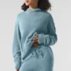 Felpa con cappuccio New Class in lana e cashmere - Blu celeste granito melange