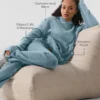 Felpa con cappuccio New Class in lana e cashmere - Blu celeste granito melange