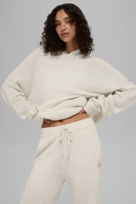 Felpa con cappuccio New Class in lana e cashmere - Bone Heather