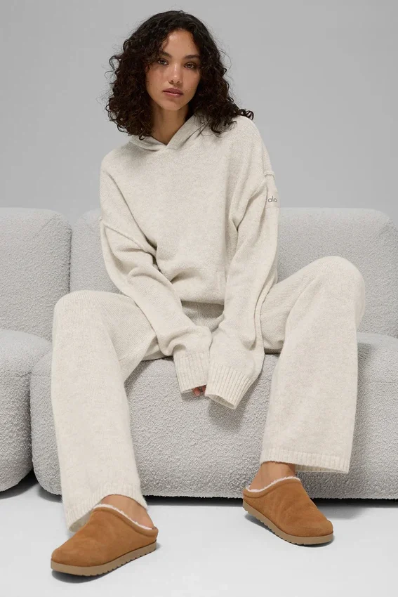 Felpa con cappuccio New Class in lana e cashmere - Bone Heather